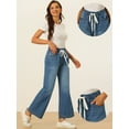 thumbnail image 2 of DARING DIVA Women's Trendy Elastic Waist Wide Legs Drawstring Jeans XS Blue, 2 of 6