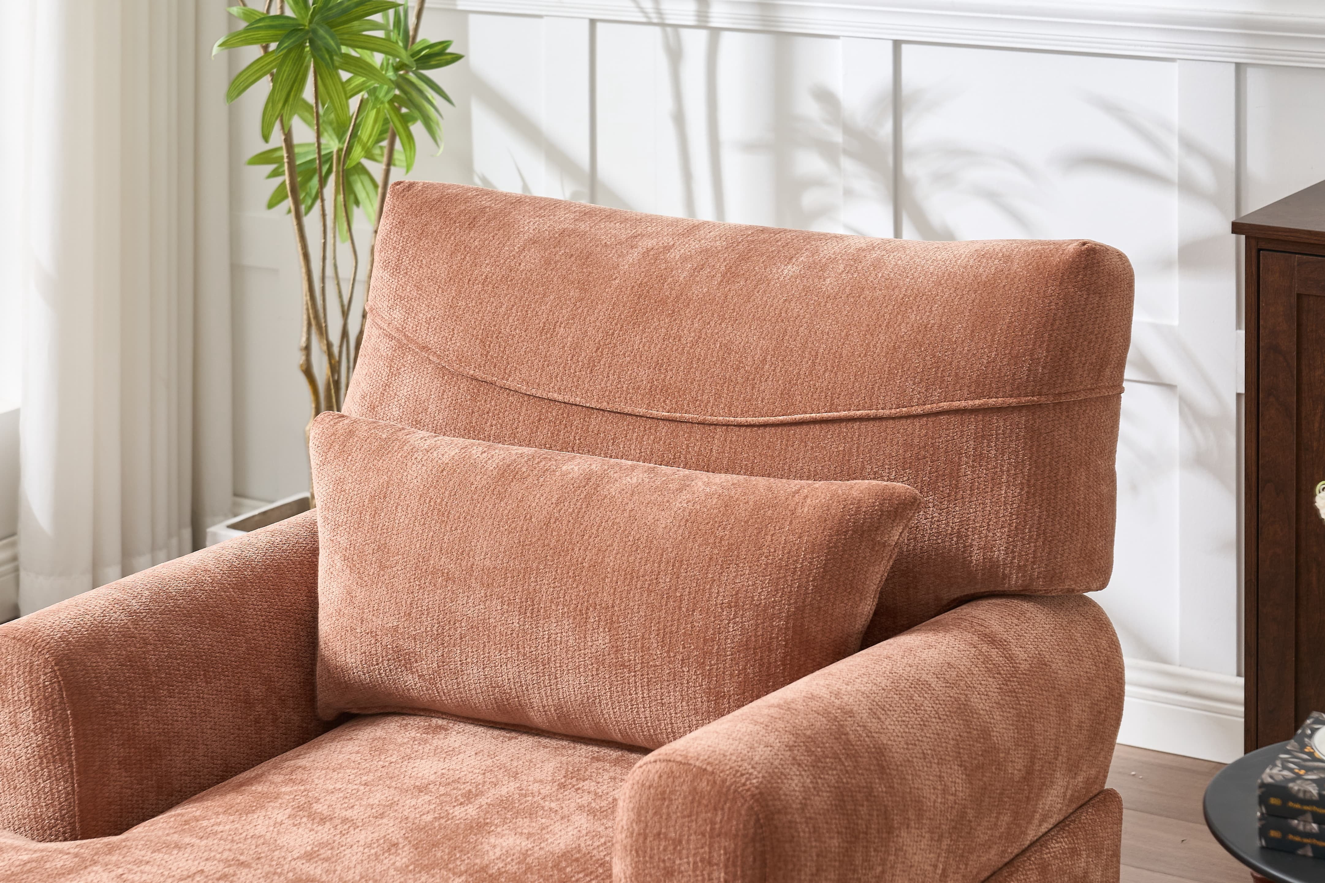 Chaise Lounge Indoor, Modern Upholstered Sleeper Chair and Sleeper Sofa for Living Room, Small Space, Orange