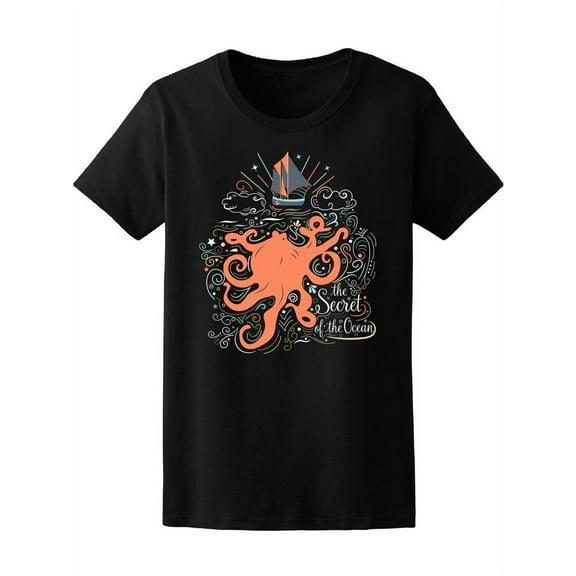 Hand Drawn Giant Octopus  T-Shirt Women -Image by Shutterstock, Female Medium