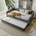 thumbnail image 3 of Bed Frames Twin Size Upholstered Daybed with Trundle and USB Charging Design, Sturdy Wood Slat Support, Wood Bed Frame for Bedroom/Guestroom/Dorm,Plush Velvet Fabric,Gray,Adjustable Bed Base, 3 of 7