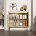 thumbnail image 6 of NEWADARA Wooden Buffet Cabinet with Storage, Sideboard Cabinet with Real Rattan Decor Doors, Accent Cabinet with Steel Legs, Hallway Storage Cabinet, Entry, Living Room,Light Wood Grain, 6 of 6