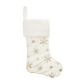 thumbnail image 4 of Hvmvliv Plush Christmas Stocking Gifts Bag White Hot-Stamped Snowflake Festival Xmas Stocking Candy Bag for Holiday Decoration Gold, 4 of 6