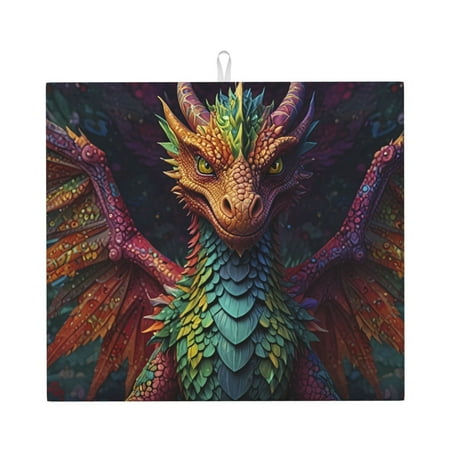 

Goofa Dish Drying Mat Super Absorbent Drying Mat Large Dish Drying Mats for Kitchen Counter Easy Clean Dish Mat Kitchen Drying Mat 16 x 18 ( Whimsical Dragon Color Cool )