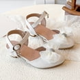 thumbnail image 3 of Girls Heels Dress Shoes Flower Girl Mary Jane Sandals Bowknot Pointed Closed Toe Wedding Party Princess Shoes White 1 Big Kid, 3 of 5