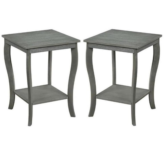 Home Square Furniture Square End Table in Gray Wood Finish - Set of 2