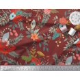 thumbnail image 2 of Soimoi Red Cotton Duck Fabric Leaves & Poppy Floral Printed Craft Fabric by the Yard 42 Inch Wide, 2 of 3