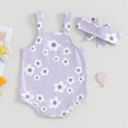 thumbnail image 3 of Bagilaanoe Newborn Baby Girl Rompers Flower Print Sleeveless Bodysuits + Headband 3M 6M 12M 18M Infant Summer One Piece Jumpsuit, 3 of 7