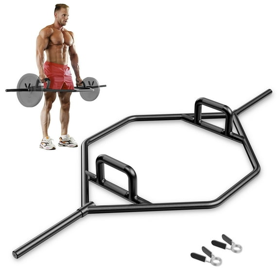 Gymax Heavy Duty Olympic Hex Trap Bar w/ Flat or Raised Knurled Handles for Squats