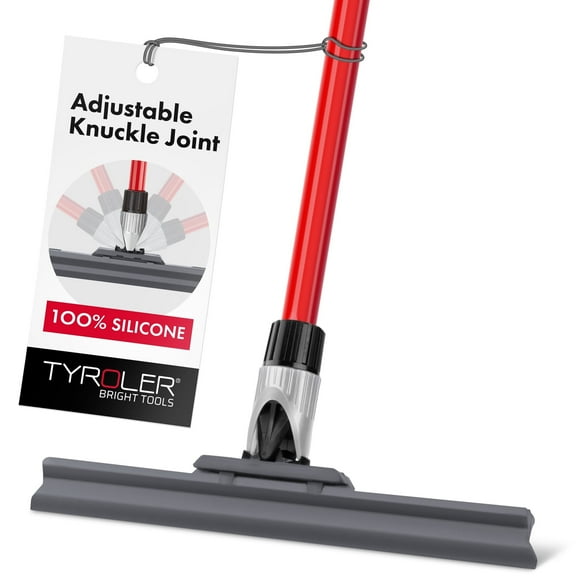 Tyroler Bright Tools Floor Squeegee 11.8" 100% Silicone Head, 55.1" 4-Part Anti-Rust Aluminum Handle