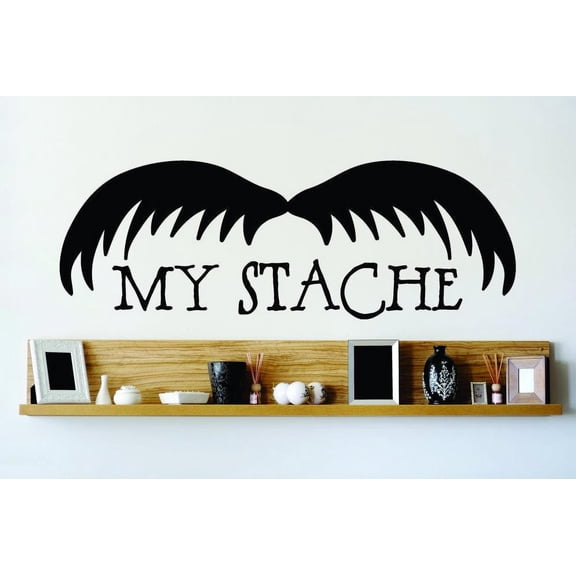 Wall Design Pieces My Stache Fun Quote Bathroom 6x20 Inches