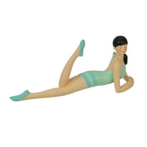 Fancy That Brunette Bathing Beauty Figurine – Vintage Charm in Striped Swimsuit