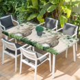 thumbnail image 2 of Easter Table Cloths for 3 Foot Rectangle Tables, Country Spring Rabbit Botanical Eucalyptus Leaves Patio Waterproof Elastic Fitted Tablecloths, Washable Rectangular Table Cover for Camping, 2 of 8