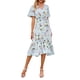 thumbnail image 4 of SAYOO Mujer Verano Cuello en V Manga Corta Cintura Alta Ruffle Hem Midi Vestidos SAYOO Sexy, 4 of 7