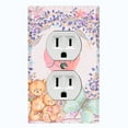thumbnail image 1 of Metal Light Switch Wall Plate Outlet Cover (2 Teddy Bears With Love Heart Flower Balloon Flower Wreath Pink - Single Duplex), 1 of 2