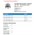 thumbnail image 2 of Front Wheel Hub Assembly - Compatible with 1987 - 1996 Chevy Corsica 1988 1989 1990 1991 1992 1993 1994 1995, 2 of 2