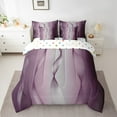 thumbnail image 2 of Gradient Greyish White and Purple Comforter Set 7 Piece Bed in a Bag Twin,Silver Foil Print Wave Striped Bedding Sets Abstract Ombre Art Sheet Set with Comforter, 2 of 5