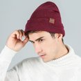 thumbnail image 3 of Beanie Hat Warm Unisex Solid Color Knit Cuffed Beanie Hat Watch Cap for Winter, 3 of 10