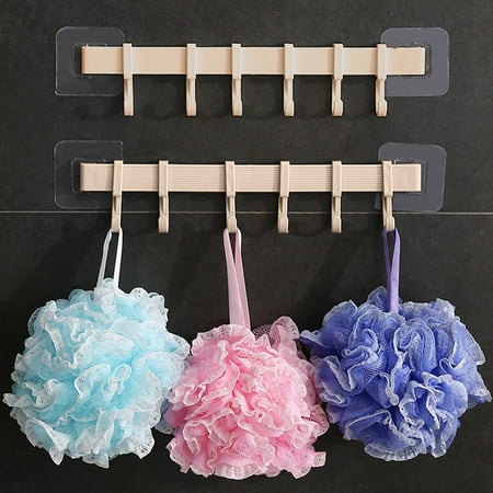 

COFEST Strong Adhesive Wall Hooks for Kitchen and Bathroom No-Drill 6-Hook Rack for Utensils Easy Installation Adhesive Hook Rack Khaki