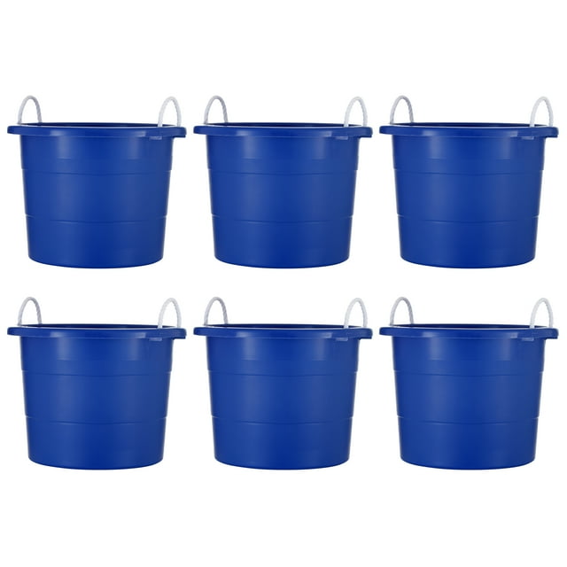 United Solutions Bac Utilitaire en Plastique de 19 Gallons avec Poignée en Corde, Bleu, Lot de 6