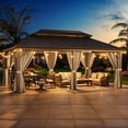thumbnail image 2 of Clouddwell 12' x 20' Hardtop Gazebo with Double Roof, Aluminum Frame Outdoor Patio Gazebo with Netting & Curtains, Metal Roof Canopy with Built-in Drainage System, 2 of 7
