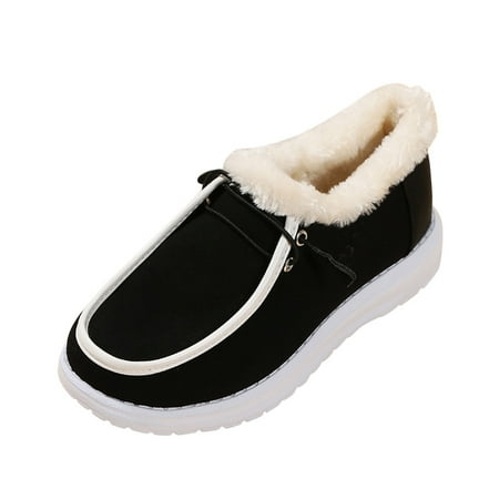 

Women Walking Shoes Leisure Women s Winter Keep Warm Plush Non Slip Flat Round Toe Breathable Lace Up Lazy Suede Shoes casual shoes for Women Suede E