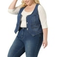 thumbnail image 4 of Agnes Orinda Plus Size Denim Vest for Women Jackets Sleeveless Buttons Jean Vest, 4 of 5