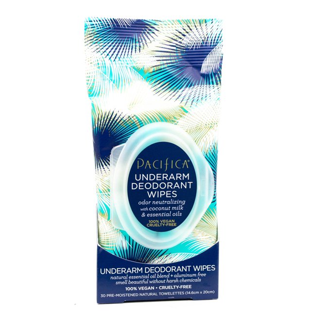 Pacifica Underarm Deodorant Wipes with Coconut Milk & Essential Oils, 30 biodegradable