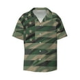 thumbnail image 2 of Lafuoo Jungle Green Camo USA Flag Pattern Men's Cuban Collar Short Sleeve Shirt, Button-Down Resort Beach Pocket Shirt-4X-Large, 2 of 7