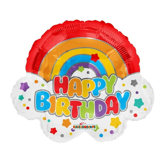 Kaleidoscope 18" Rainbow shaped birthday Mylar Balloons - Pack of 5