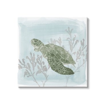 Sea Turtle Swimming Coral Scene Animals & Insects Graphic Art Gallery Wrapped Canvas Print Wall Art