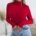thumbnail image 2 of Kaliqueen Womens Shirts Turtleneck Long Sleeve Solid Color Pullover Tops 2025 Fall Slim Fitted Ribbed Knit Basic Casual Sweater, 2 of 5