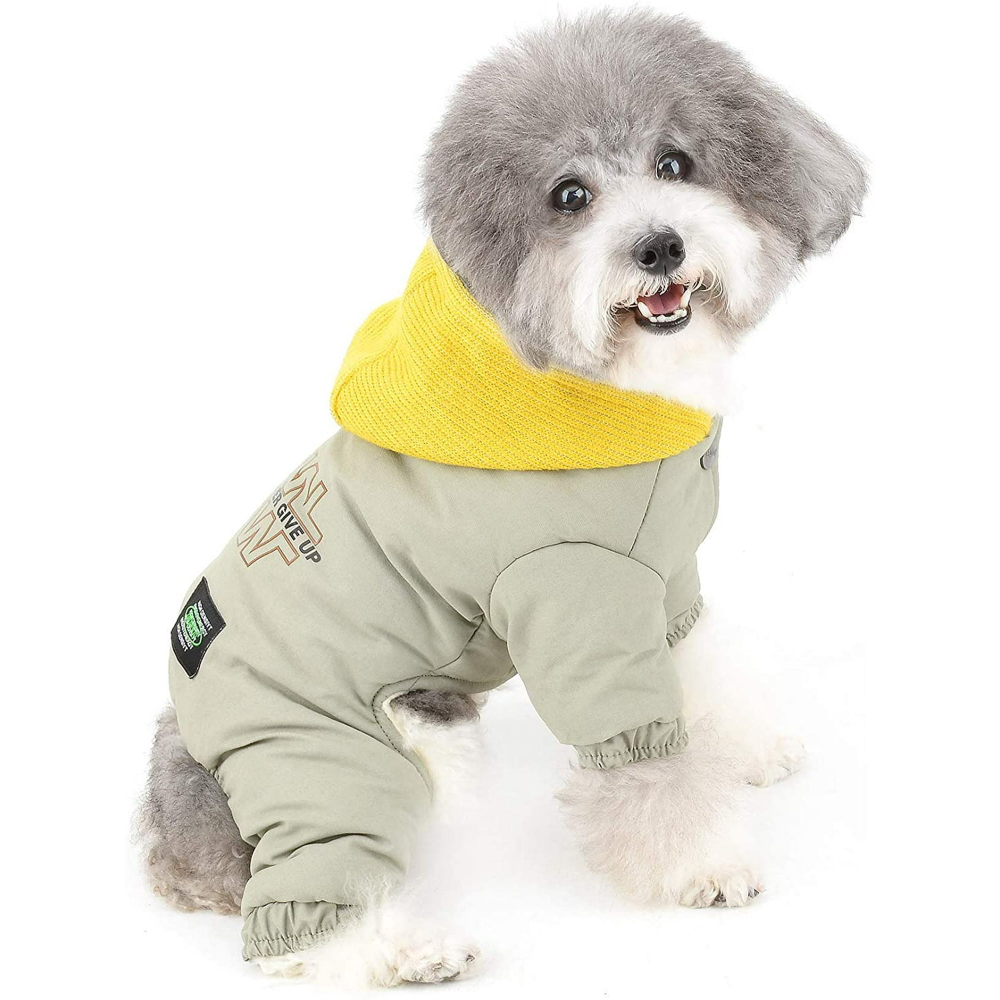ATTOE Small Dog Snowsuit with Legs Winter Hoodie Coat Thick Puppy Jacket Clothes Warm Fleece Lined Pet Overalls Outfit Windproof Cold Weather Jumpsuit Walmart