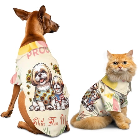 Happy Mother s Day Proud Shih Tzu Mom Hawaiian Summer Shirt for Small Medium Large Dog Cat Lion Dog Lover Gifts - 03003