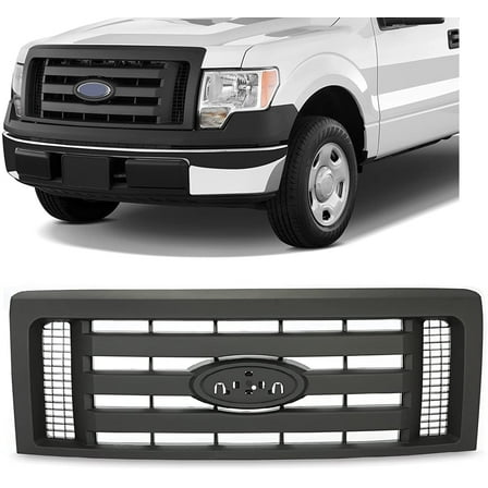 Kojem Front Bumper Grille Black for Ford 2009 10 11 12 13 14 F150  Textured Black Shell and Insert Grill 9L3Z8200A FO1200510