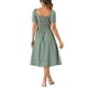 thumbnail image 3 of Vestido de mujer con fruncido, escote cuadrado, dobladillo con volantes y estampado floral XL gris verde, 3 of 6