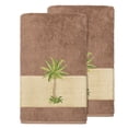 thumbnail image 2 of Authentic Hotel and Spa  Turkish Cotton Palm Tree Embroidered Latte Brown Bath Towels (Set of 2), 2 of 3