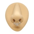 thumbnail image 2 of Triple Flower Design CZ Septum Nose Ring Clicker Surgical Steel 16g, 2 of 8