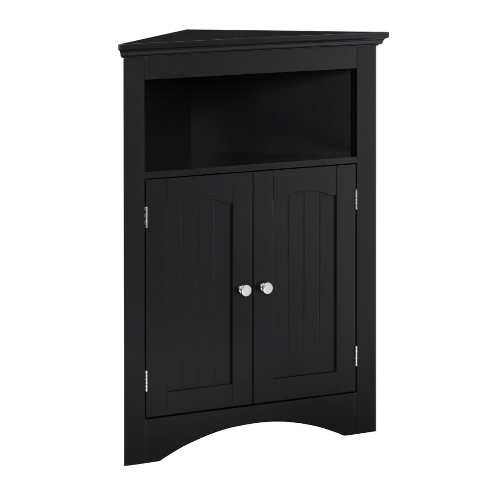 Hassch Corner Cabinet with 2 Doors and 3 Tier Shelves, Free Standing Corner Storage Cabinet for Bathroom, Kitchen, Living Room or Bedroom, Espresso