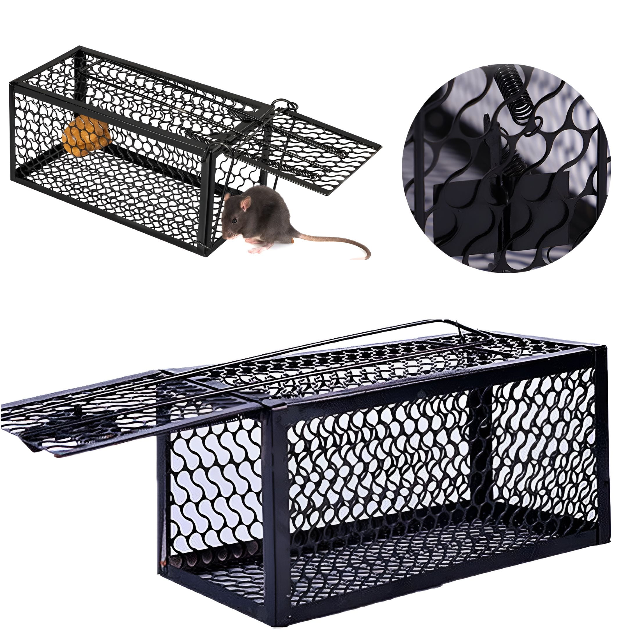 HIBIBUD 2026 New Animal Trap Cage Trap Control Catch Food Factories and Other Places for Deratting Mousetraps for Mice Humane Rat Traps Catch and Release Black