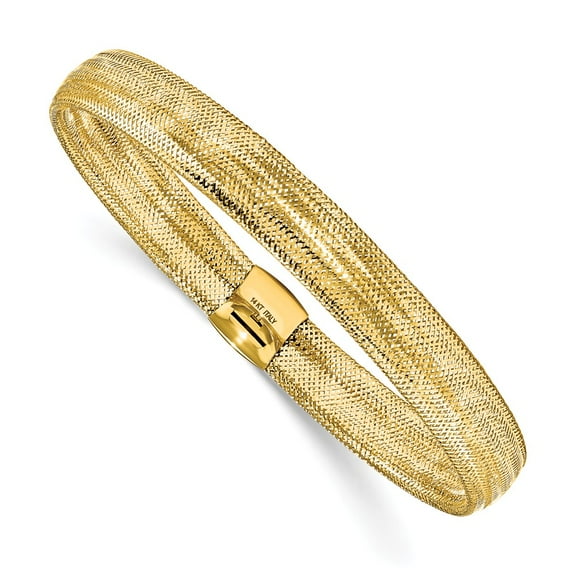 Leslie's Real 14kt Yellow Gold Polished Mesh Stretch Bracelet; for Adults and Teens; for Women and Men