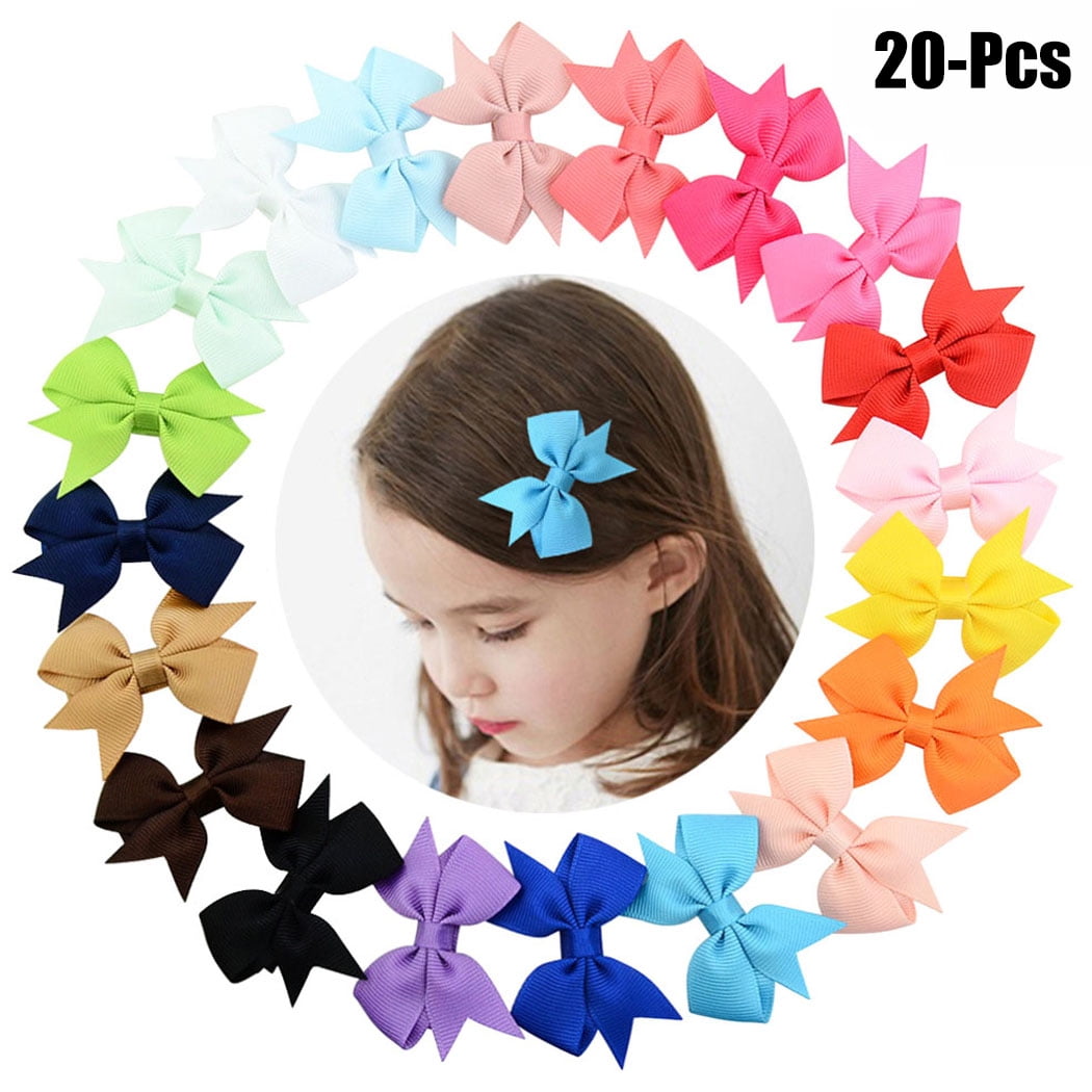 PREMIUM QUALITY 20 DIFFERENT COLOURS POLKA DOT HAIR BOWS/CLIPS 3" WITH CLIP 