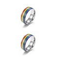 thumbnail image 1 of Jumpingount Anillo de arcoíris de acero Compromiso de bodas Anillos chapados en lesbianas gays Joyería de moda Novias Novios Type5 NO5, 1 of 6