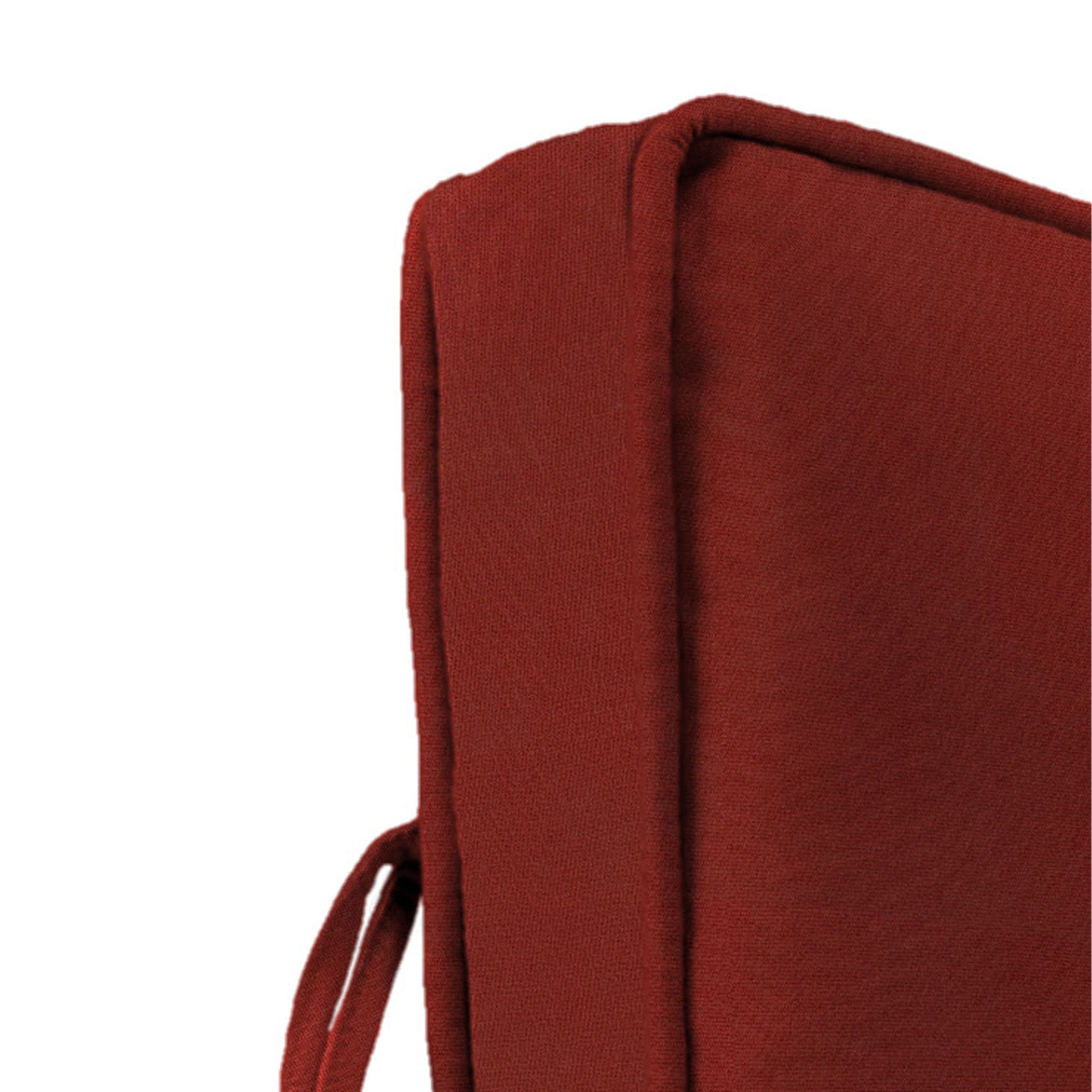 Jordan Manufacturing 45" x 22" Canvas Brick Crimson Solid Rectangular Outdoor Deep Seating Chair Seat and Back Cushion with Ties and Welt