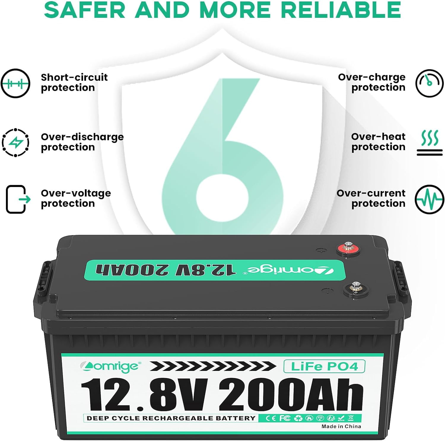 Lifepo4 Battery 200Ah 2560Wh Lithium Batteries 12V 5000+ Deep Cycle