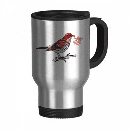 

Birds Branch Flowers Fruit Travel Mug Flip Lid Stainless Steel Cup Car Tumbler Thermos