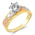 thumbnail image 1 of Wellingsale Ladies Solid 14k 3 Tri Color White Yellow and Rose / Pink Gold Polished Diamond Cut CZ Cubic Zirconia Engagement Ring - Size 7.5, 1 of 3
