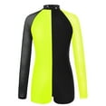 thumbnail image 2 of MSemis Kids Girls Long Sleeve Ballet Dance Leotard Gymnastics Biketard Short Unitard Dancewear Fluorescent Yellow 8, 2 of 4
