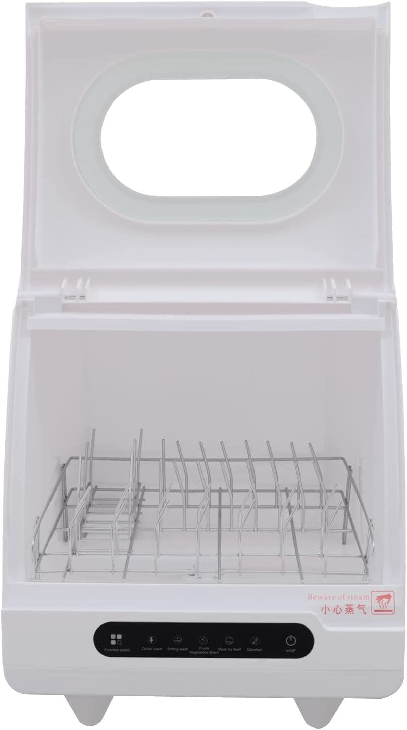 1200W Compact Dish Washing Machine Mini Portable Countertop Dishwasher with 5 Washing Programs, One-Button Start Intelligence Dishwashers for Apartments, Dorms, RVs, 40x40x45cm