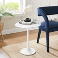 thumbnail image 3 of Modway Lippa 20" Round Modern Artificial Marble/Metal Side Table in White, 3 of 7