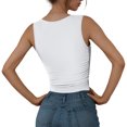 thumbnail image 3 of ZZwxWA Women's Ruched Side Sleeveless Tank Tops Basic Summer Solid Crew Neck Casual Slim Fitted Tee Shirts Y2K Blouse, 3 of 4